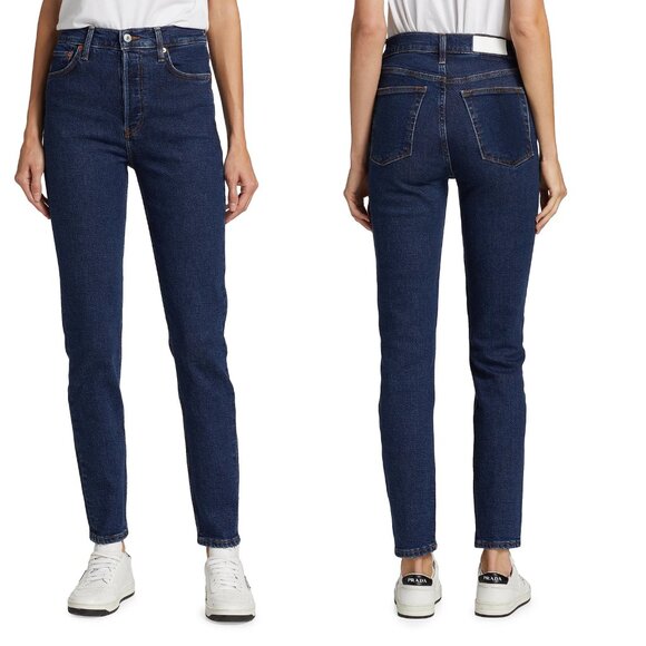 NWT New $275 RE/DONE High Rise Skinny Jeans in Dark Rinse Size 25 - Picture 2 of 11
